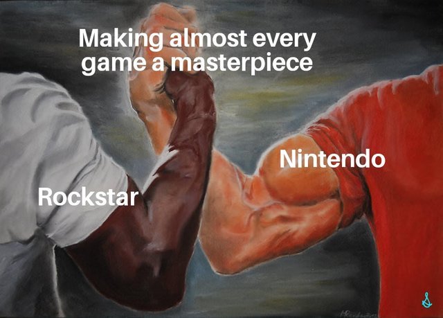Rockstar and Nintendo make great video games - meme