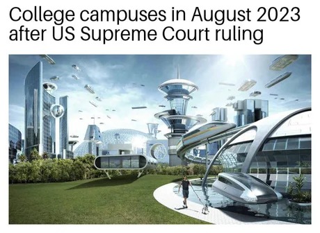 College campuses in August 2023 - meme