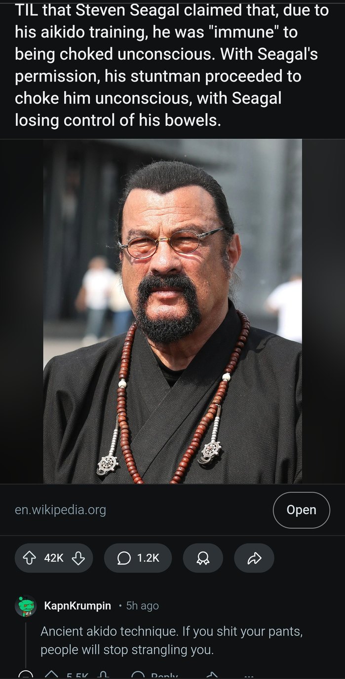 Steven Seagal said he's immune to chokes and immediately pooped himself - meme