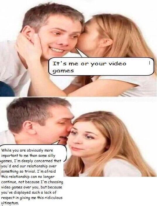 Girlfriend vs videogames - meme