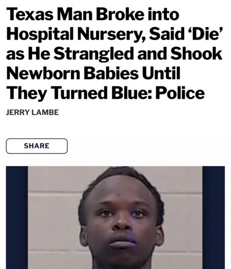 Texas man goes full horror movie in hospital nursery - meme