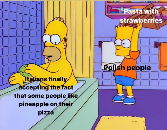 Pasta with strawberries - meme