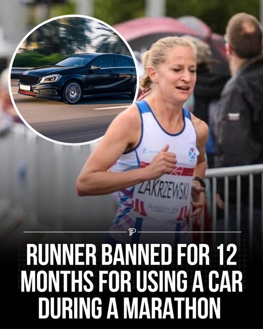Scottish ultramarathon runner Joasia Zakrzewski has been disqualified from the GB Ultras Manchester to Liverpool race for using a car during the event. - meme
