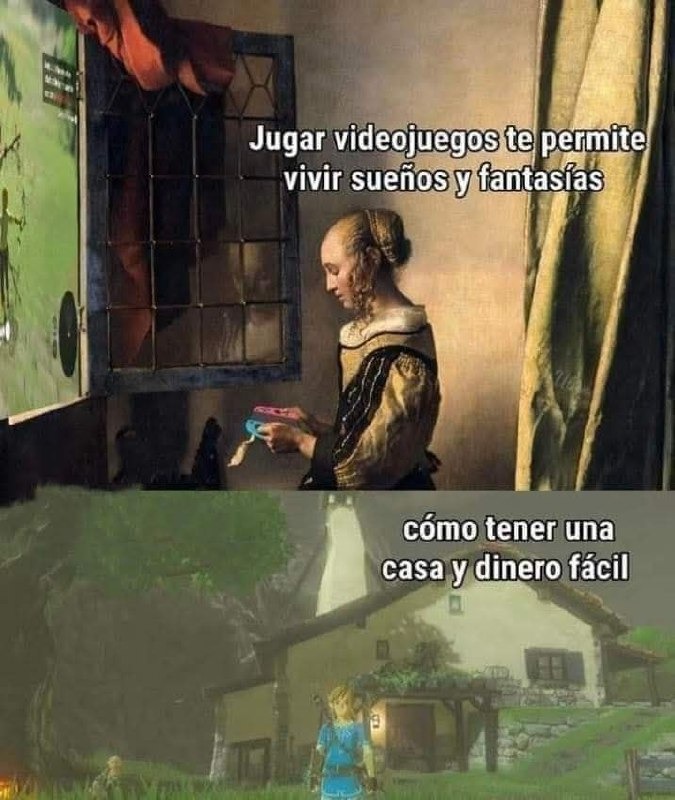 gracias a los videojuegos ya sé lo que es tener casa y dinero - meme