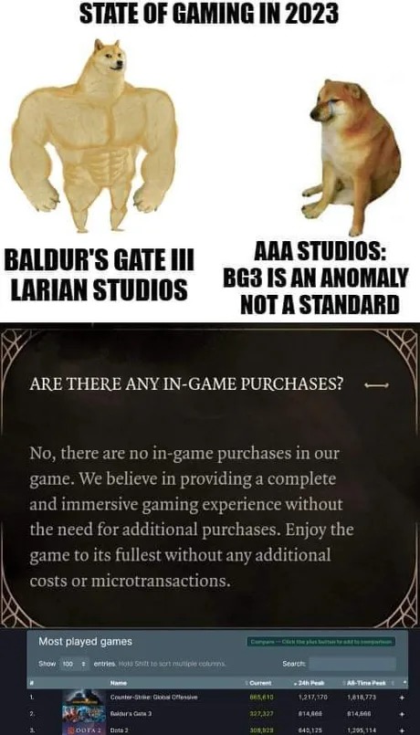 Baldur's gate 3 is awesome - meme