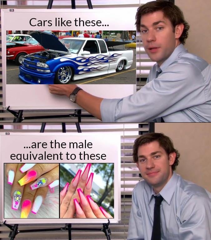 Male equivalent to nails - meme