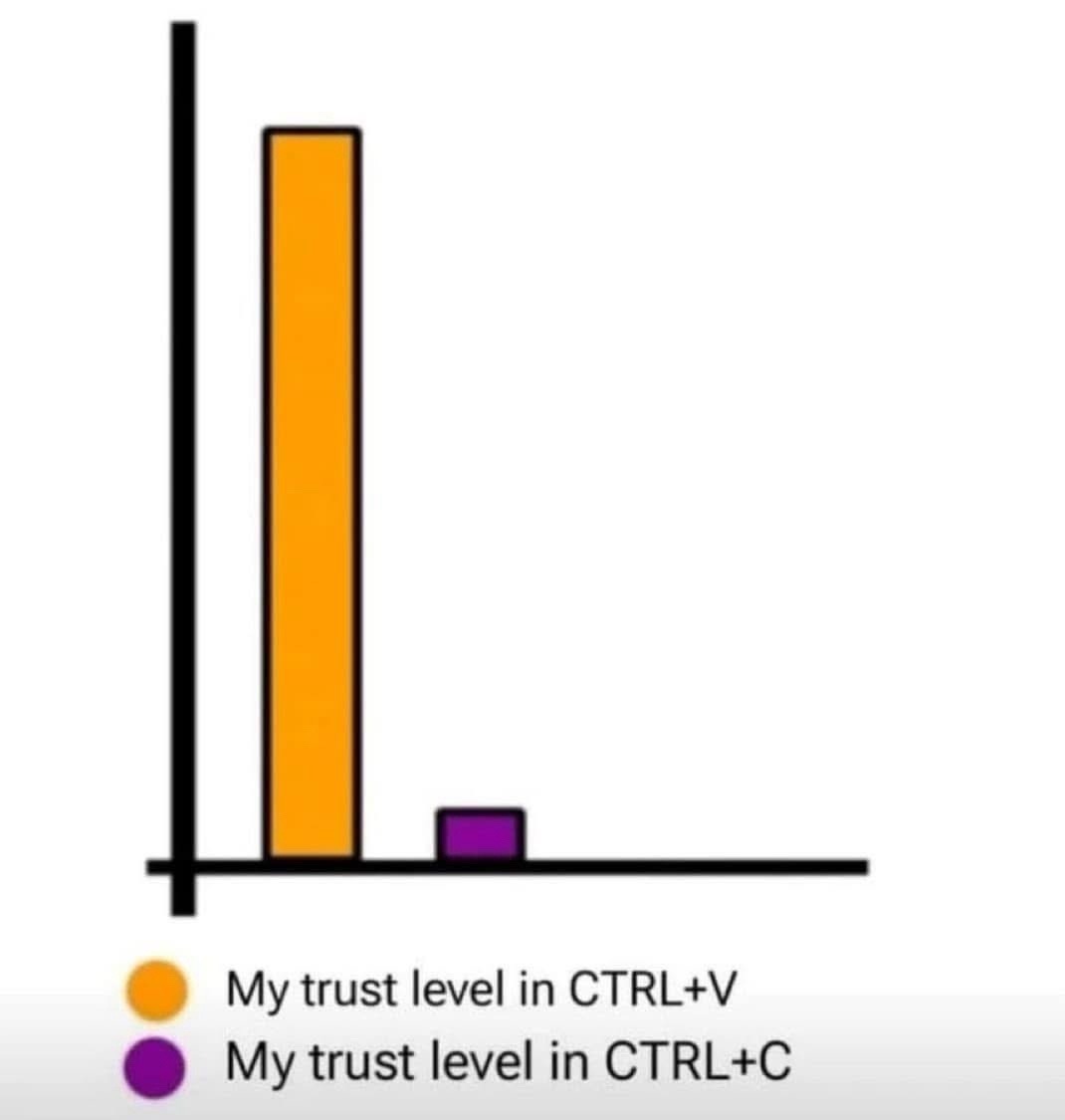 CTRL+C and CTRL+V trust issues are real - meme