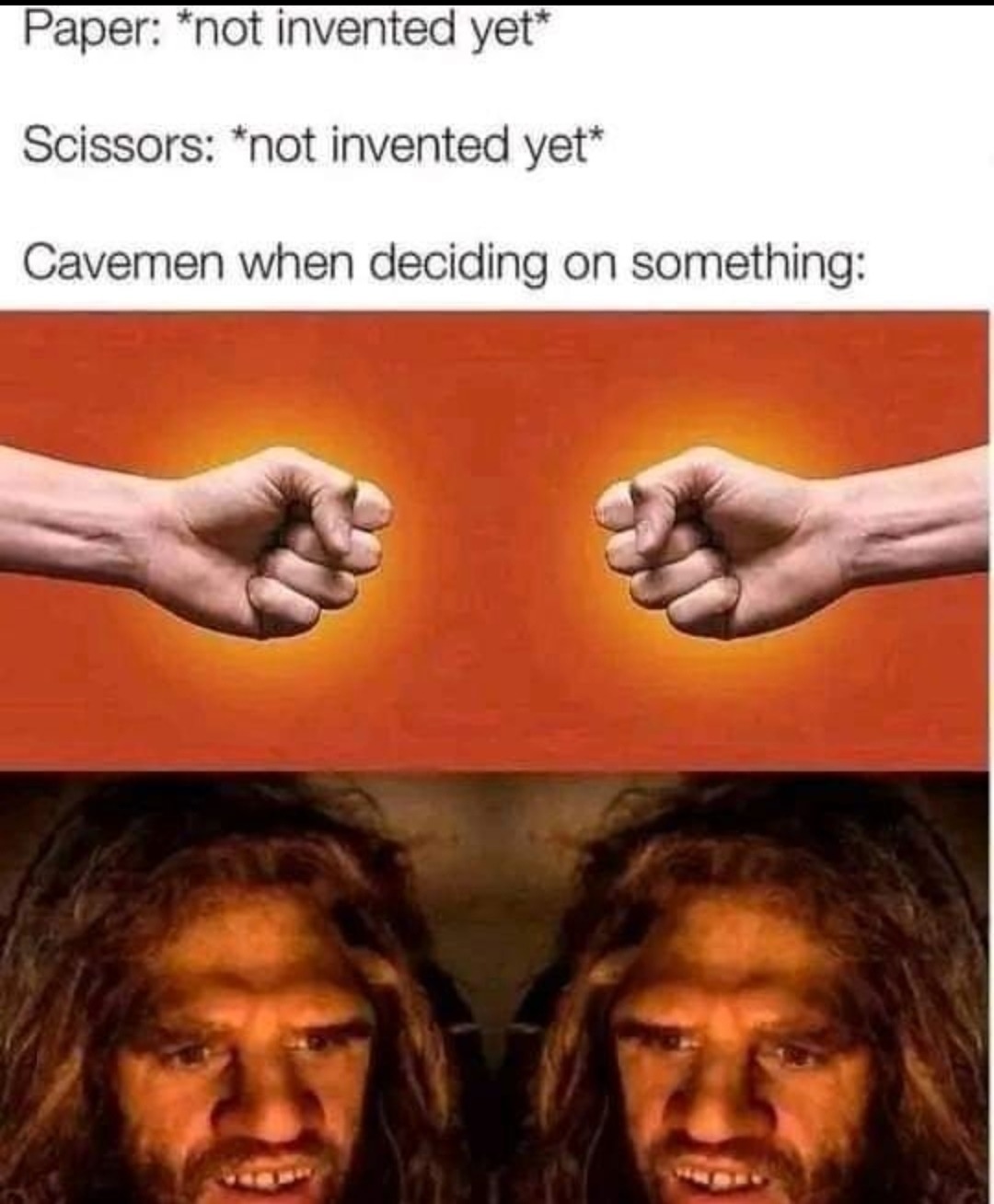 Cavemen deciding - meme