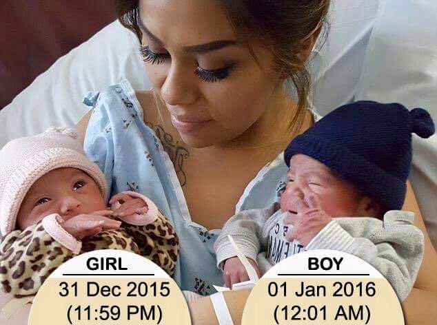California twins,born in 2 different minutes and years. - meme