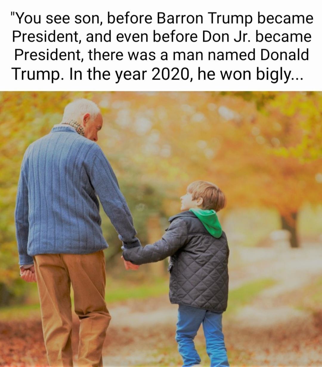Me in 30 years explaining to my grandson why we still chant "Fuck Joe Biden" at every home game - meme