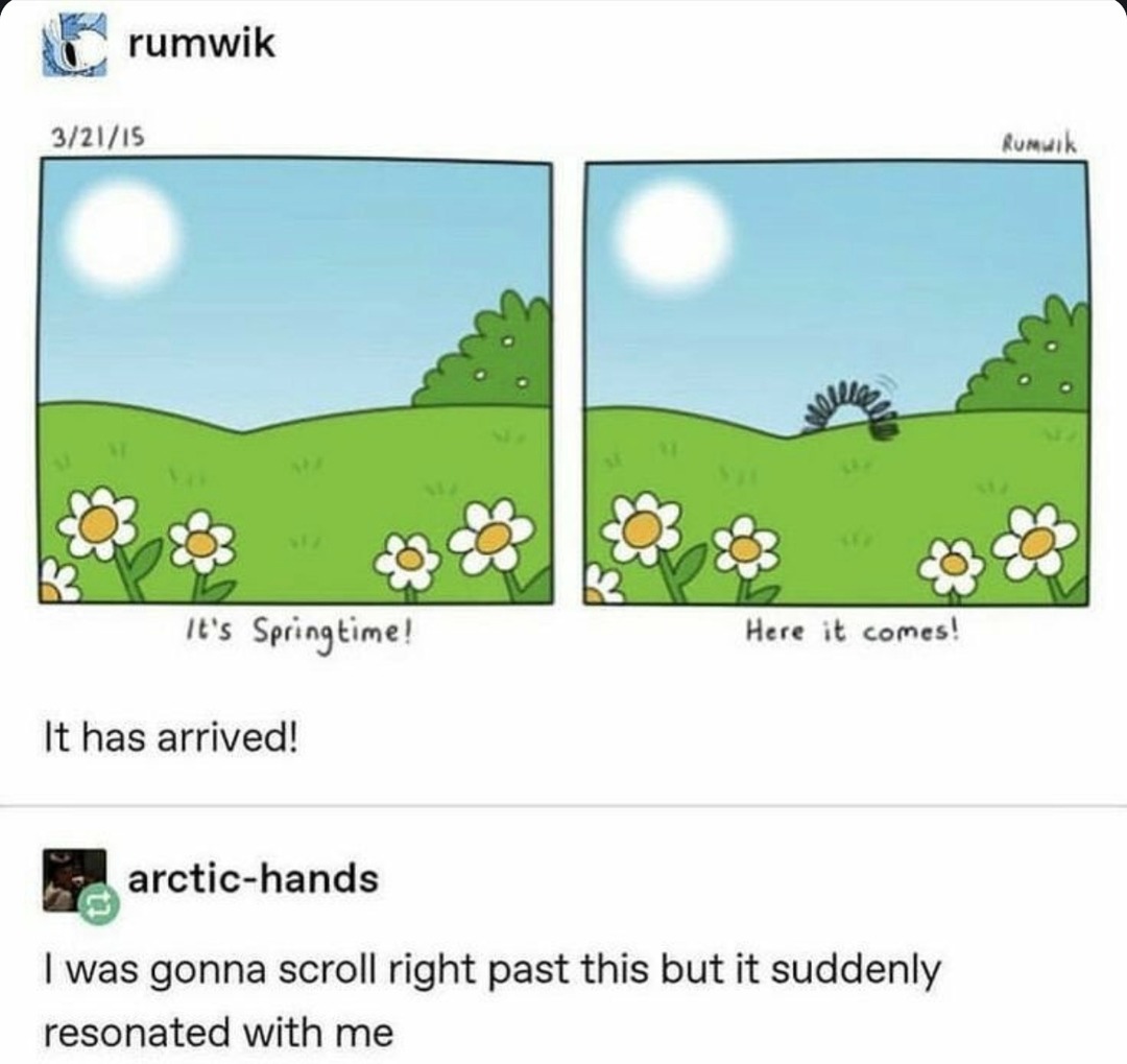 It’s springtime! (suddenly gets hit by deep emotional resonance) - meme
