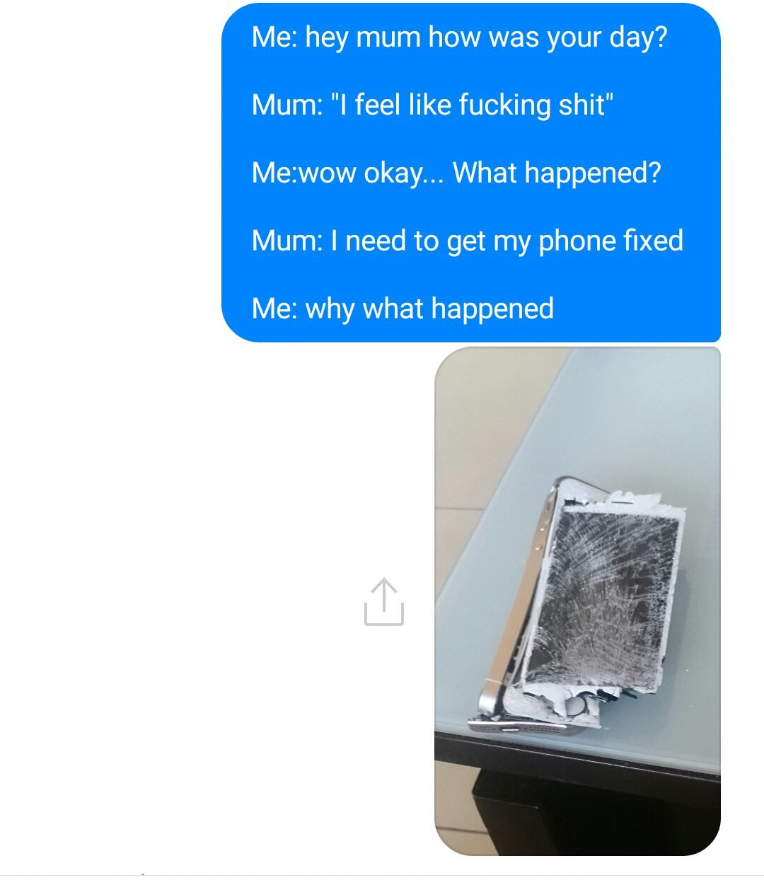 She ran over her phone - meme