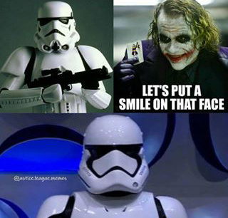 The joker designed the new stormtroopers helmet - meme