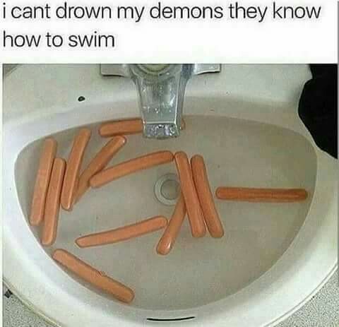 I can't swim - meme
