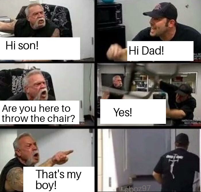 Are you here to throw the chair? - meme