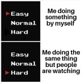 Doing things by yourself vs When you are watched