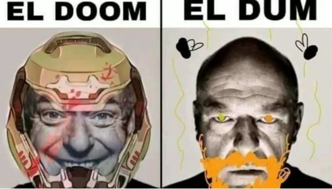 Doom jugando Doom con Dr. Doom mientras escuchan Doom - meme