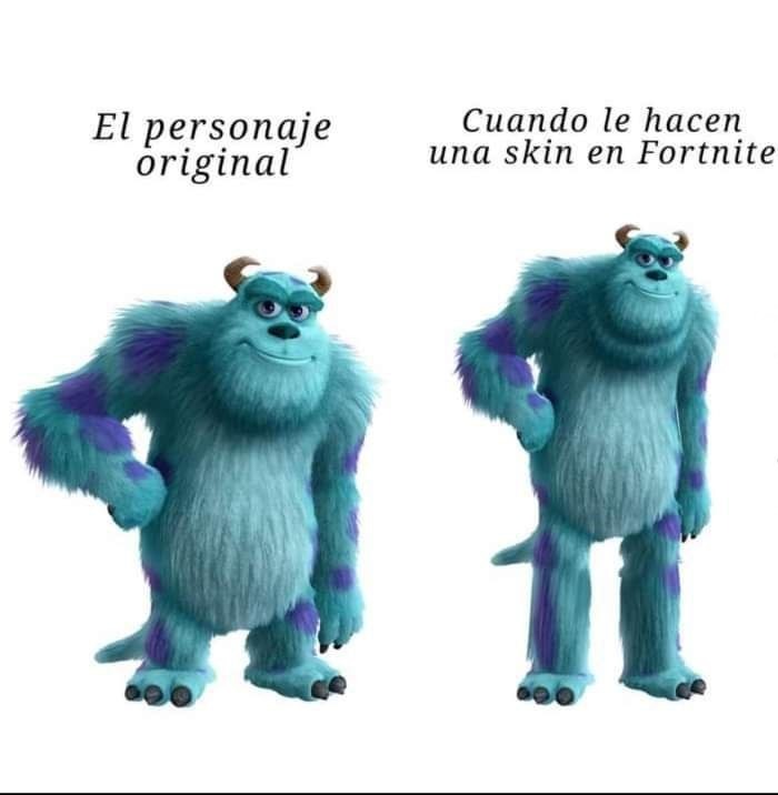 Personaje original vs su skin en fortnite - meme