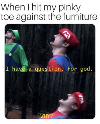 Its a me broken toe - meme