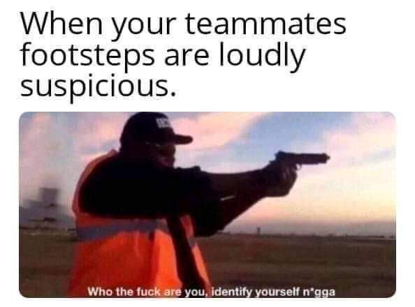 I swear half the squad I play with are deaf, they never hear footsteps - meme