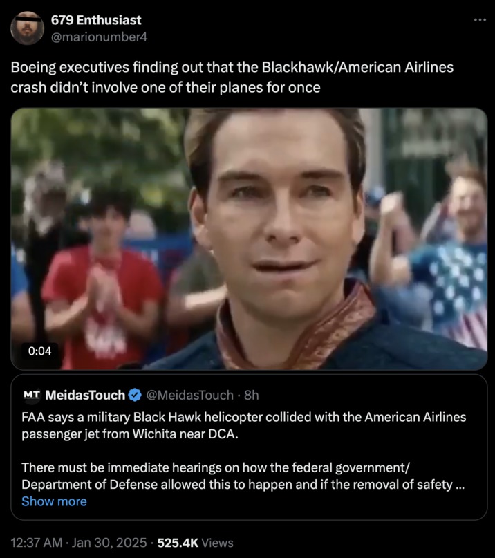DC Plane crash meme news