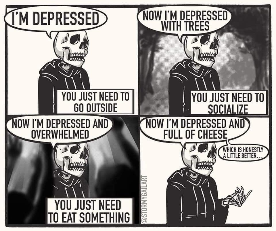 How depression really works. Plus, CHEESE - meme