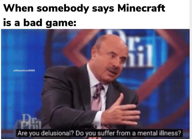 When somebody says Minecraft is a bad game - meme