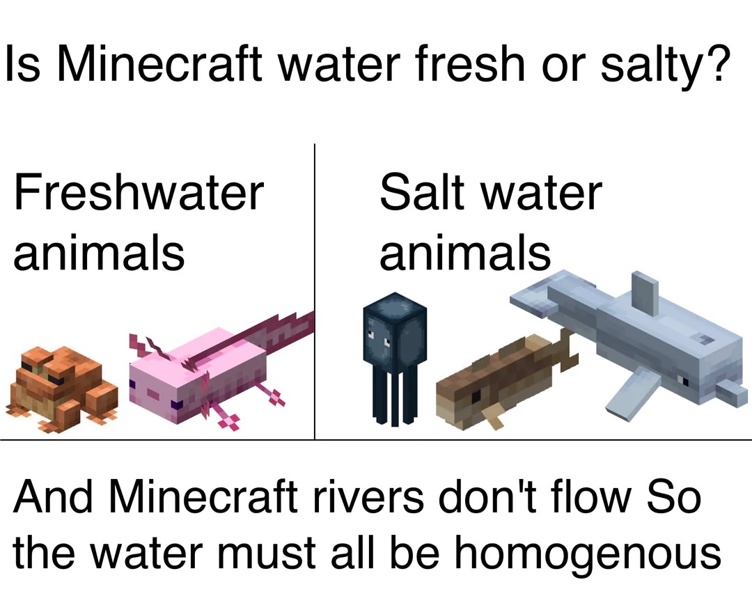 Is Minecraft water fresh or salty? - meme