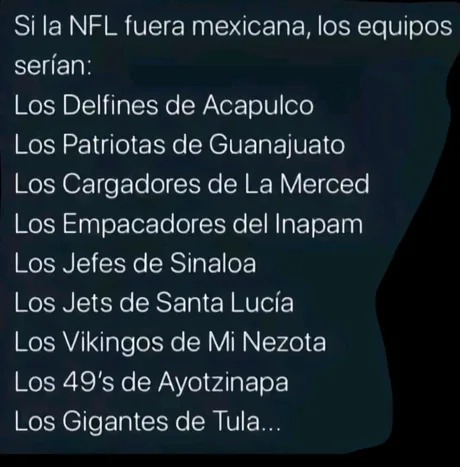 Si la NFL fuera en de México - meme