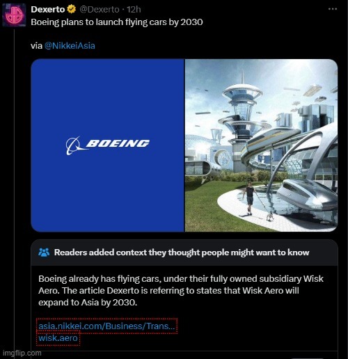 Boeing plans to launch flying cars by 2030 - meme