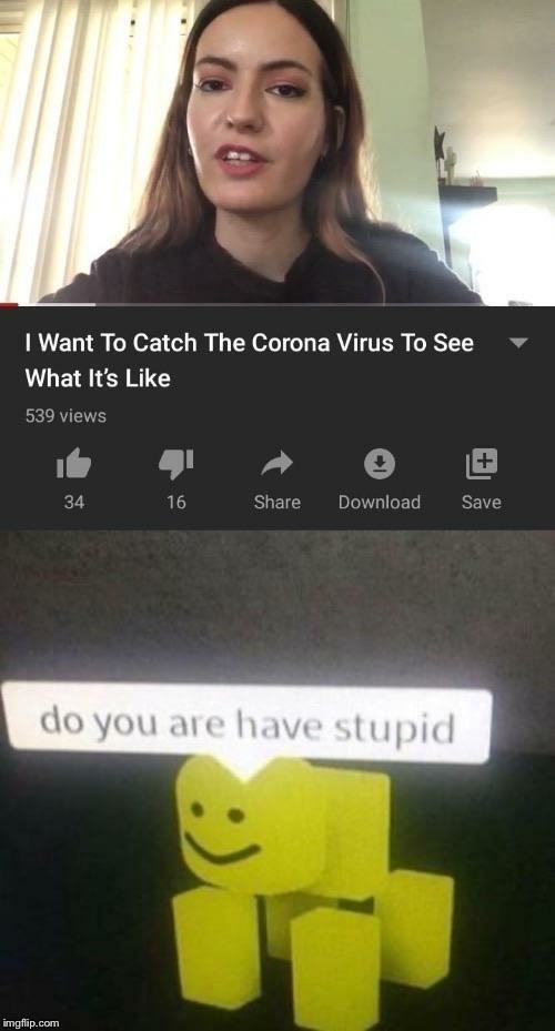 I Want To Catch Corona Virus And It Is Stupid - meme