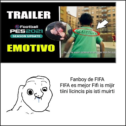 Sale trailer del PES,automáticamente fan de FIFA - meme