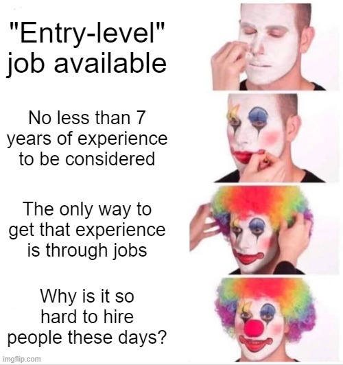Clown job search - meme