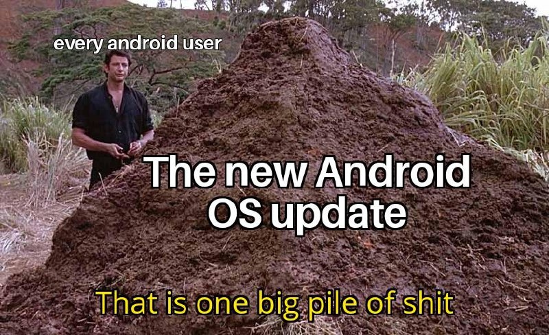 Android update hit different when it's coded in spaghetti - meme