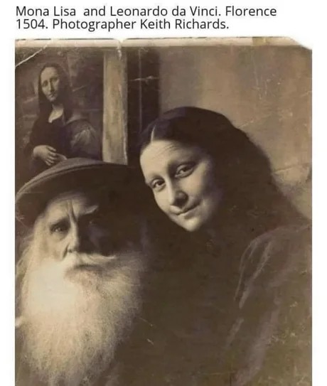 Rare pic of Leonardo Da Vinci and Mona Lisa - meme