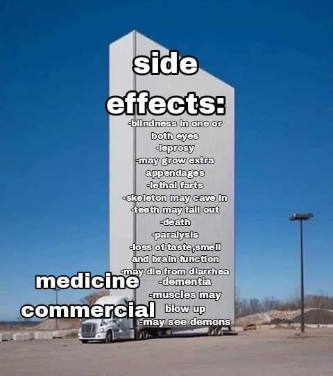 Commercial meds side effects - meme