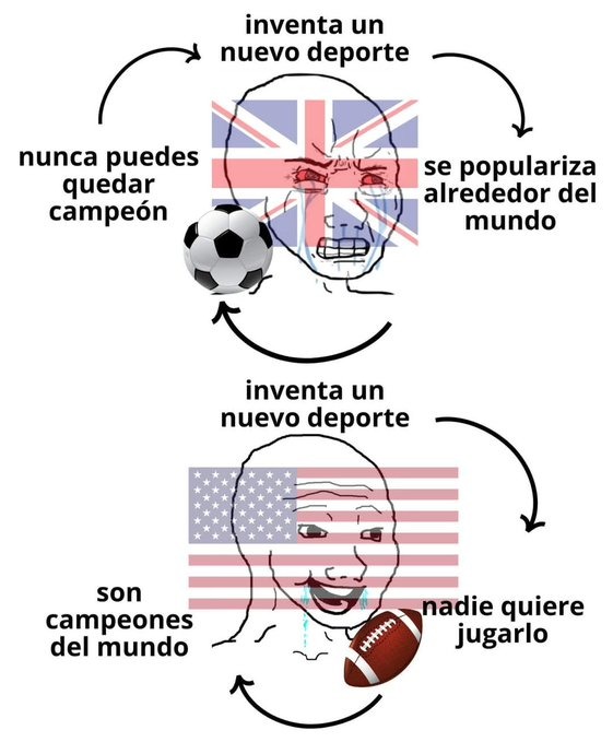 Existe el fútbol :) y el fútbol americano :( - meme