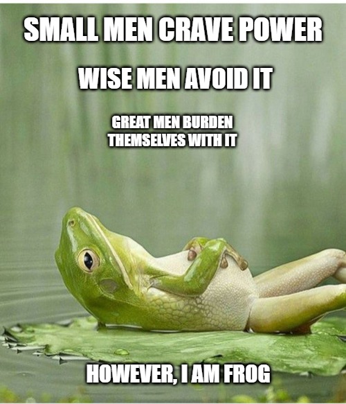 Small men crave power, wise men avoid it - meme