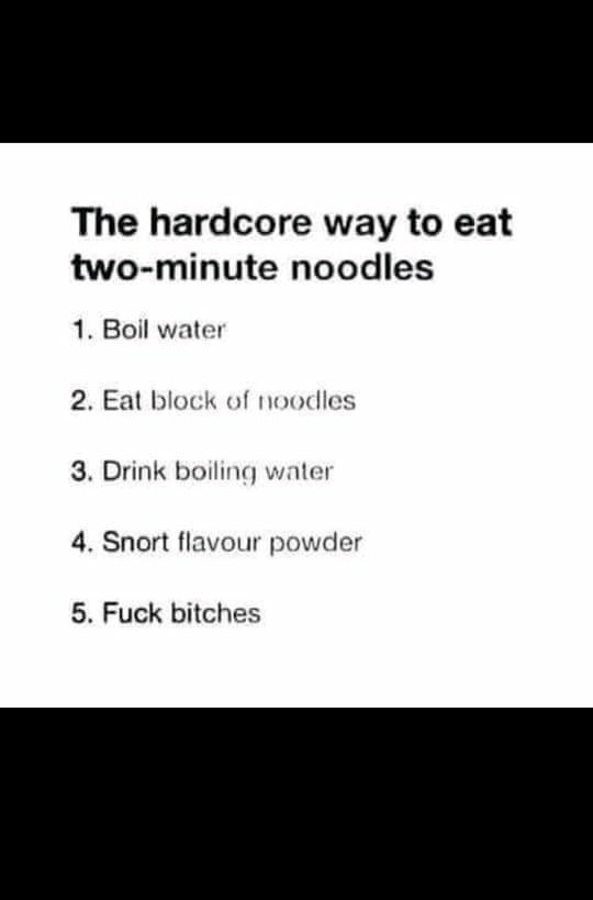 "two minute noodles" - meme