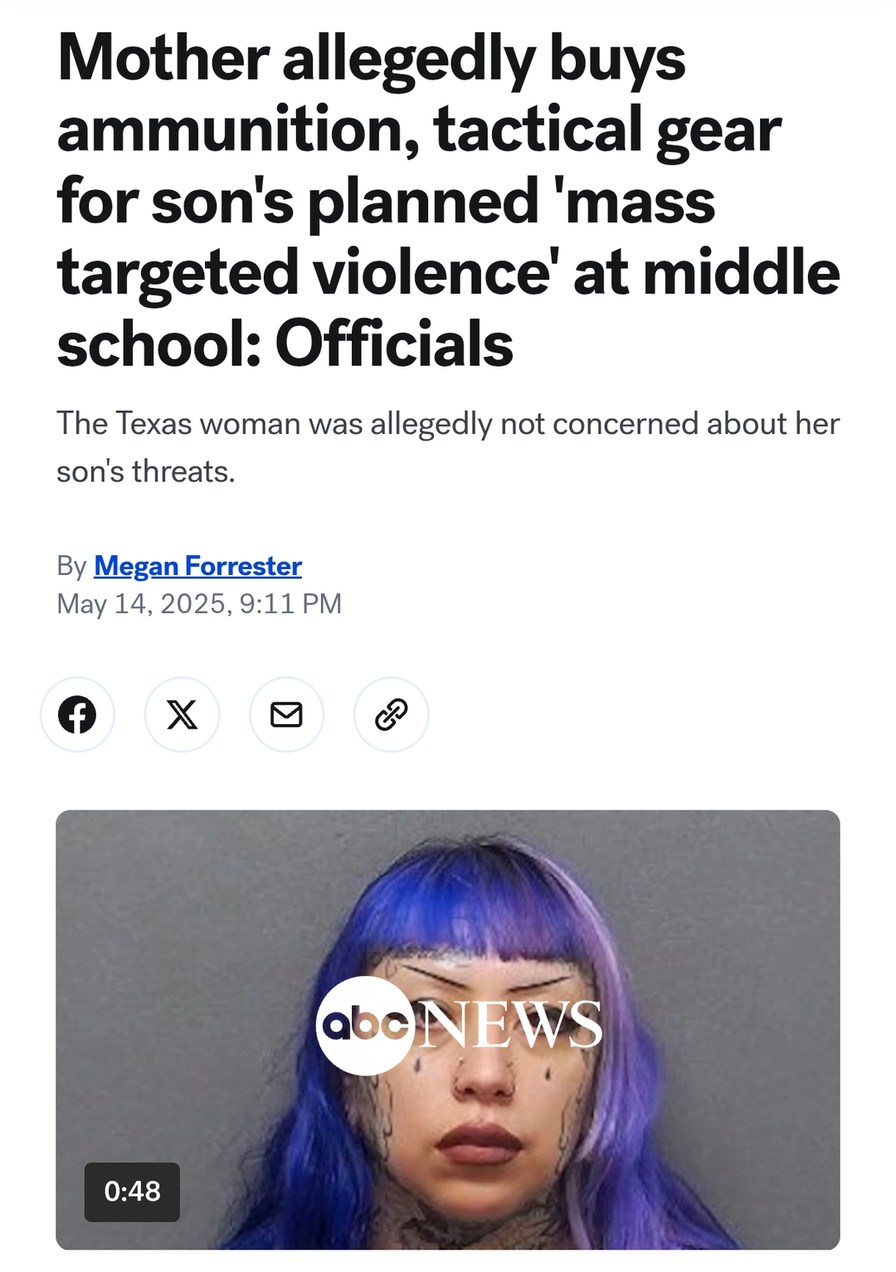 mom bought gear for her kid's planned school attack - meme