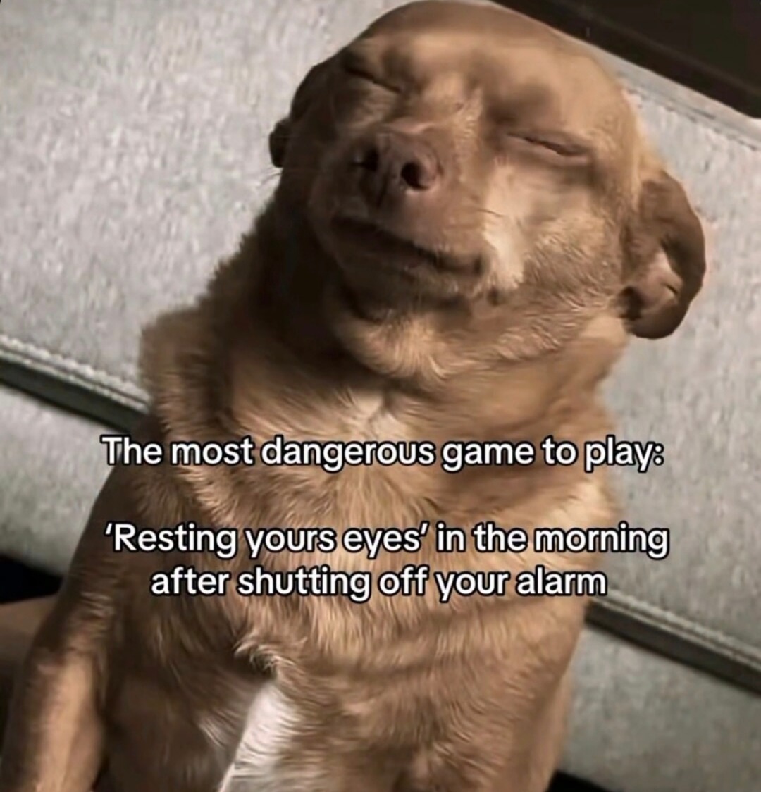 Resting your eyes in the morning = final boss fight - meme