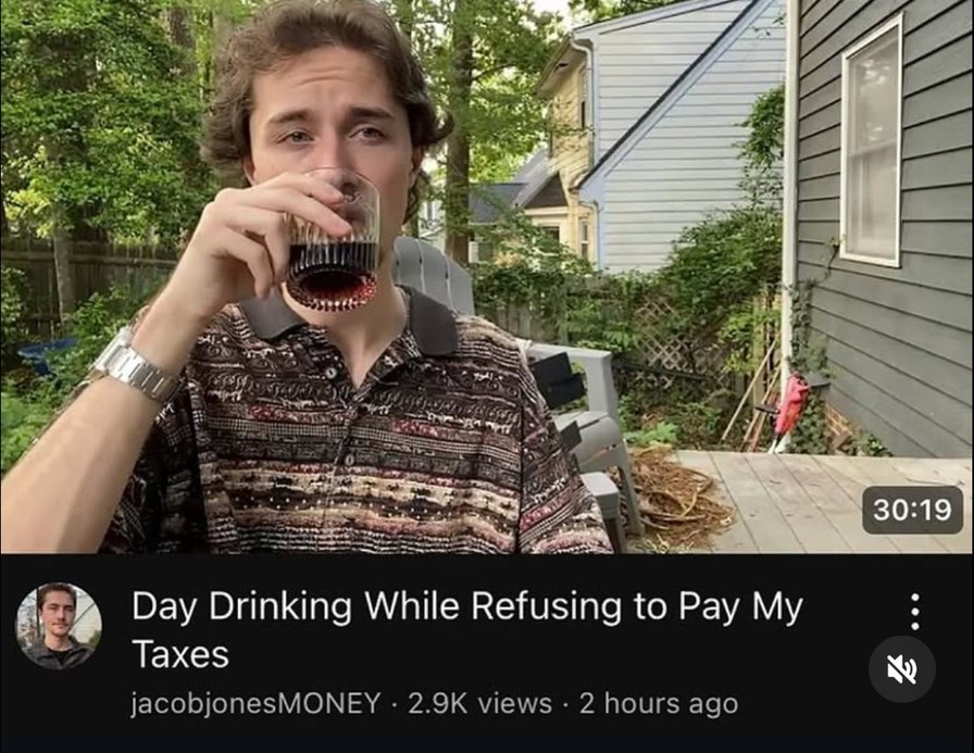 Drinking while refusing to pay taxes hits different at 2am - meme