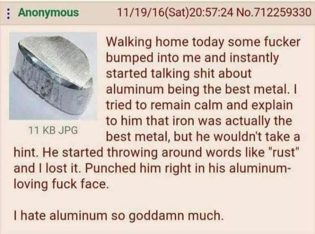fuck iron, Aluminum forever! - meme