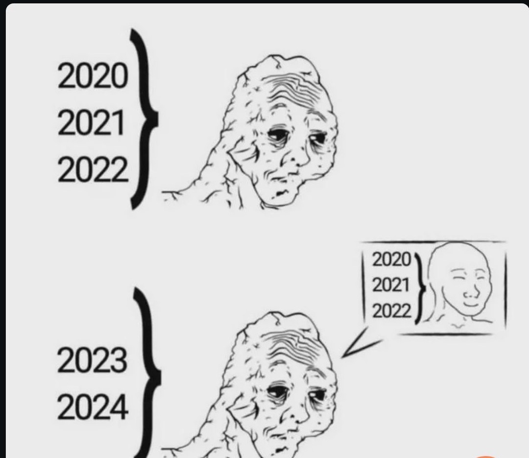 o passado sempre é pior mas não lembramos - meme