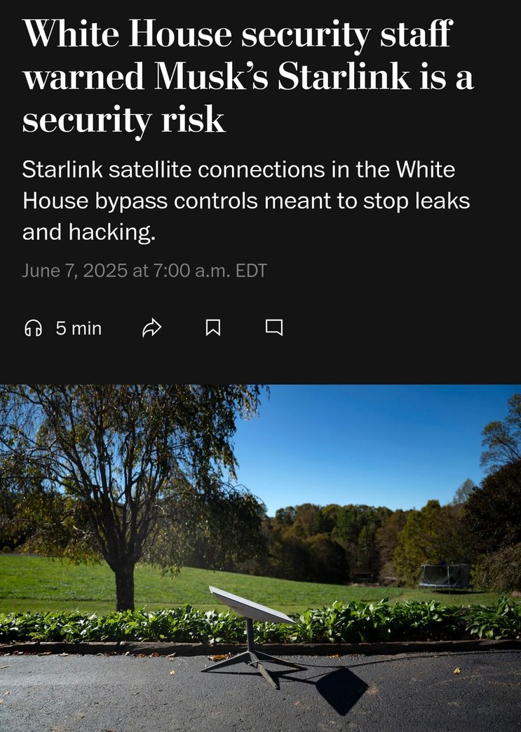 Starlink flagged as White House security risk - meme