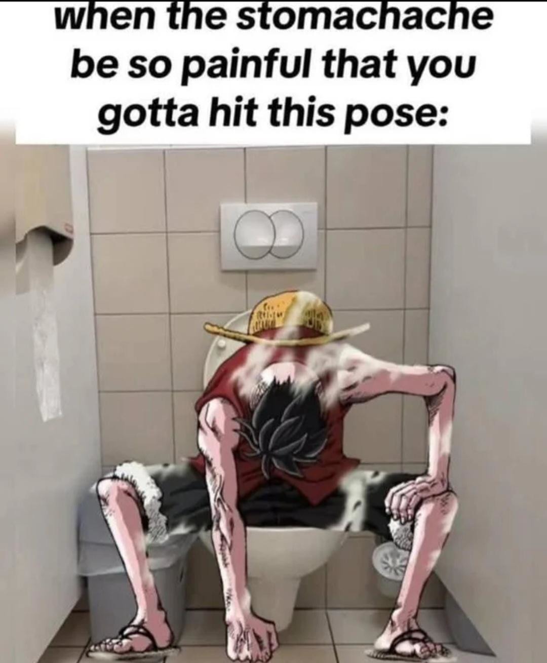 When the stomachache hits that pressure point pose - meme