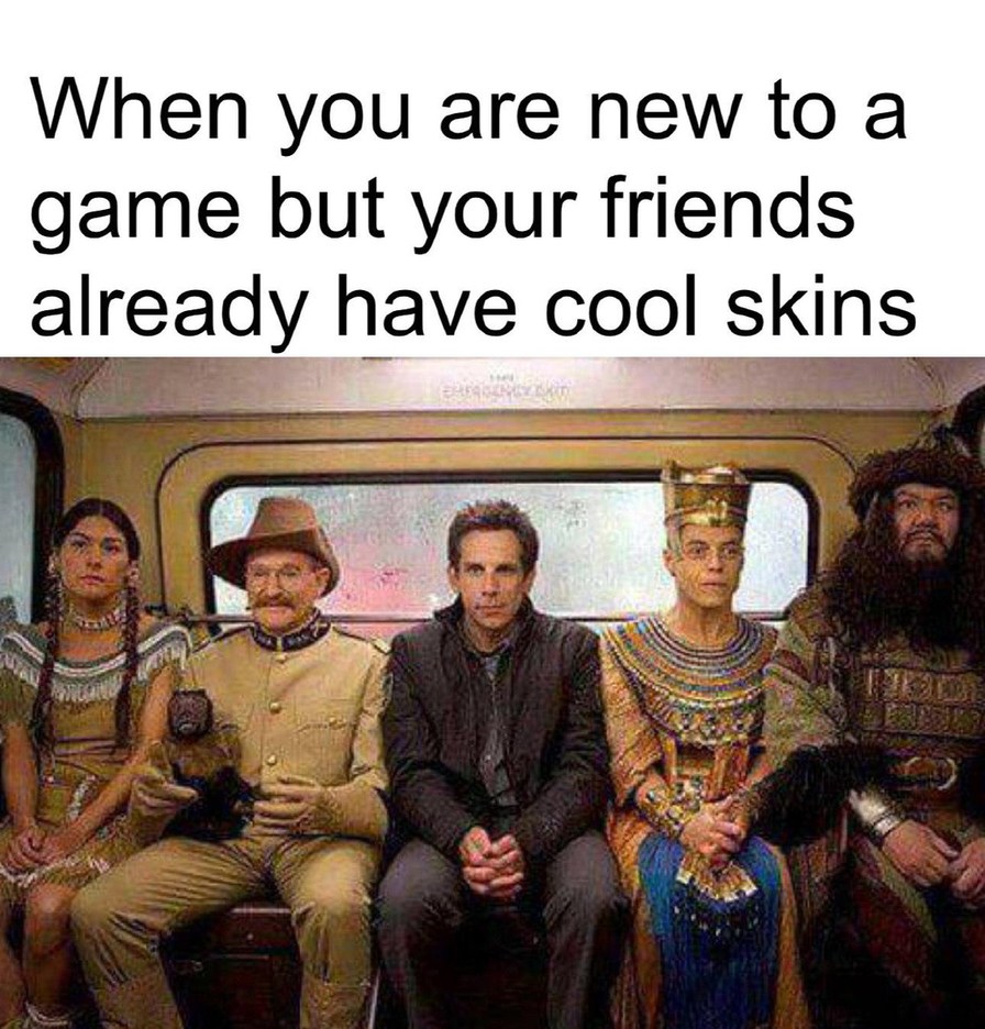 Me with default skin while my friends flex in Gucci armor - meme