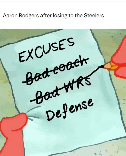 Aaron Rodgers after losing to the Steelers meme