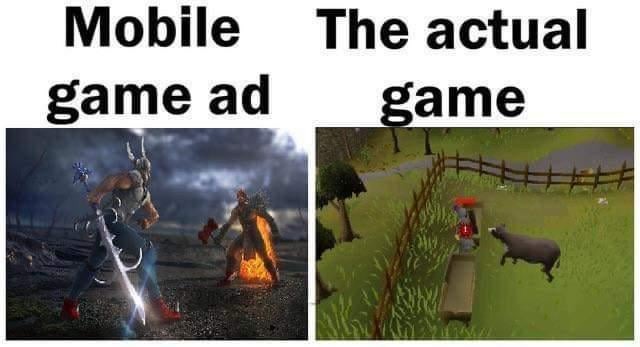 Mobile game ad meme