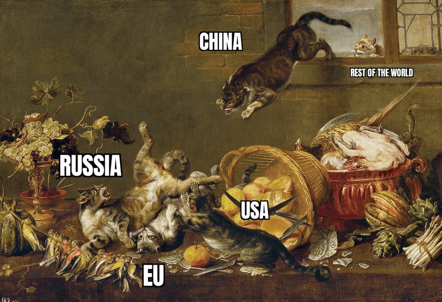 Cats duking it out - meme